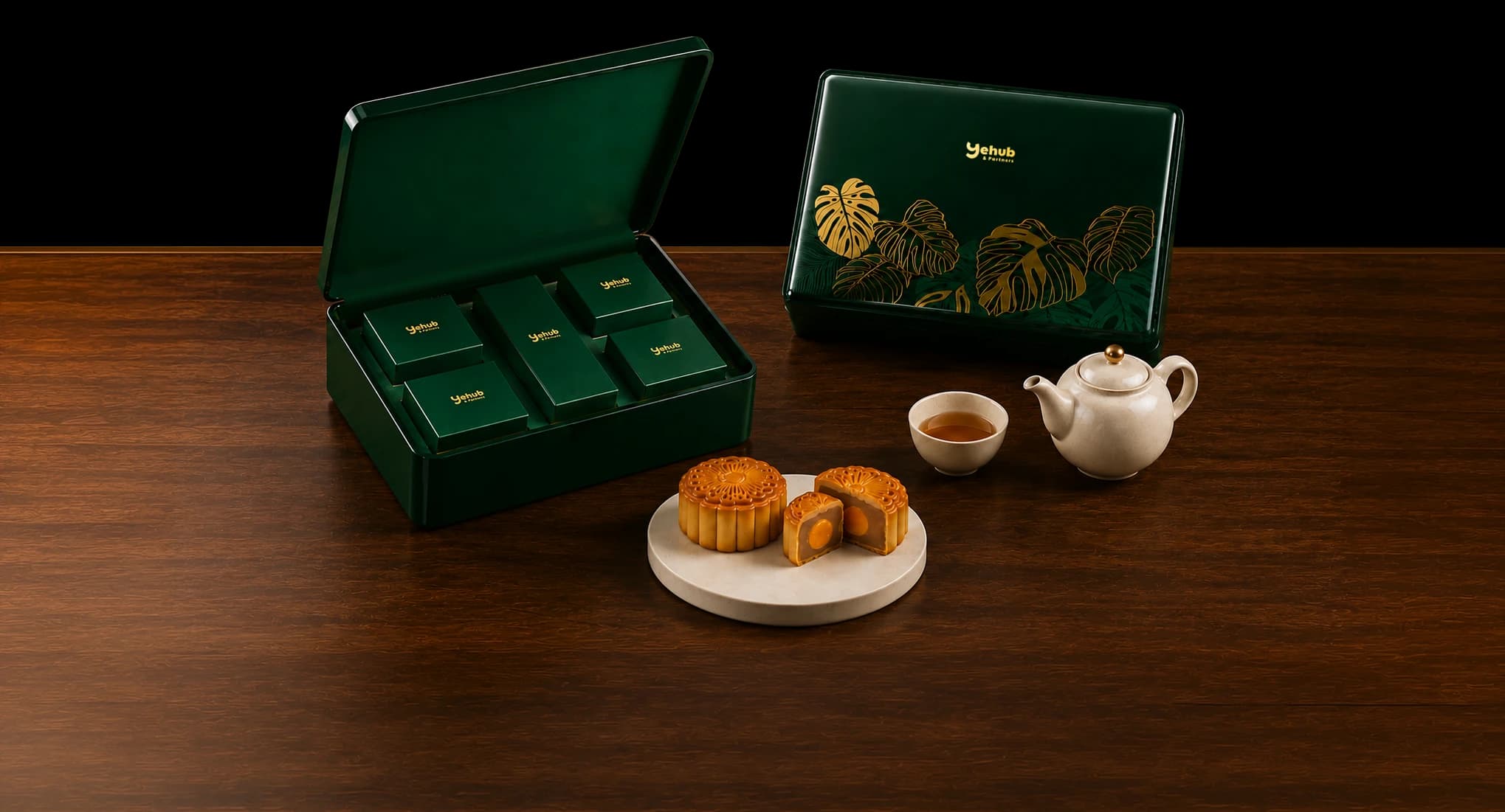 Bộ hộp bánh Nguyệt Lộc Xanh
